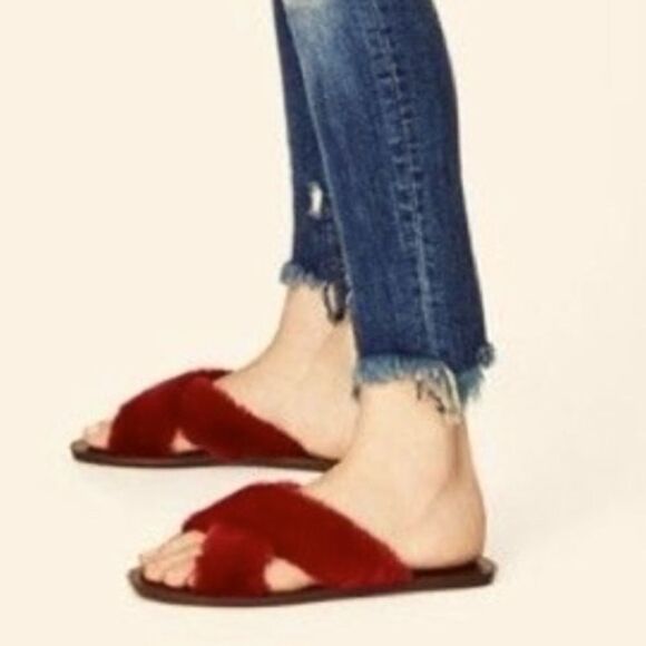 Zara Faux Fur Criss Cross Flat Slides-Size 37/6.5-7 - Picture 8 of 15